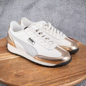 Puma Easy Rider Mixed Metals Metallic Lace Up Womens Size 6 White